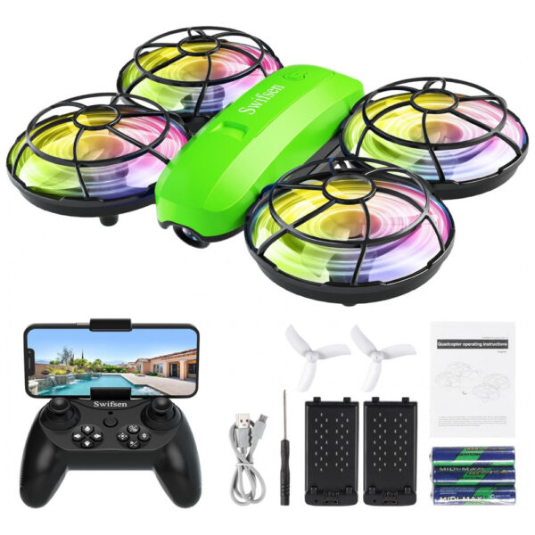 Mini Drone Infantil com Câmera, Brinquedo RC para Meninos, Iniciantes, Presente de Aniversário, Quadricóptero Leve com 2 Baterias, Swifsen