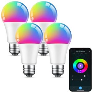 Beantech Lâmpada LED Colorida Inteligente Wi Fi Controle de Voz 100W 4 Un