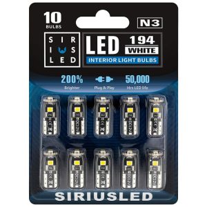 Lâmpada Automotiva Para Cúpula Placa Interior Pacote Com 10 Unidades Xenon SIRIUSLED T10 Branco