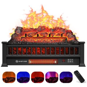 Lareira Elétrica Ecológica 23" 58 cm com Controle Remoto Proteção Contra Superaquecimento Cores de Chama Ajustáveis e Temporizador 110V 1500W Alpaca IH-2093N Preta