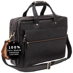 Bolsa Pasta de Couro Masculina para Laptop LUXORRO Preto