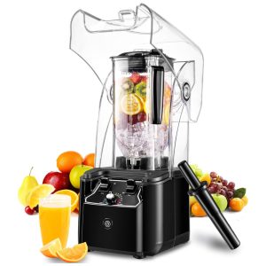 Liquidificador Comercial para Smoothies 2200W 2.2 Litros 15 Velocidades Lâmina de Aço Inoxidável de 6 Folhas Autolimpeza PretoSenlee