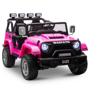 Carro Elétrico Infantil 2 Assentos com Suspensão Luz LED 12V OTTARO Rosa