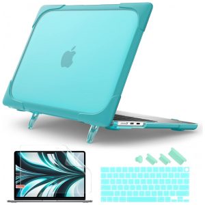 Capa Rígida Batianda MacBook Air 136" Azul Claro – Modelos A2681 A3113 A3240 com Suporte Dobrável e Proteção Completa