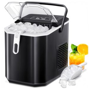 Máquina de Gelo Portátil com Capacidade para 11 kg em 24H Autolimpeza Cesta e Colher de Gelo 110V Xbeauty Preta