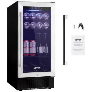 Adega Climatizada 85L com Prateleiras Ajustáveis para até 96 Latas 110V 80W VEVOR Prata