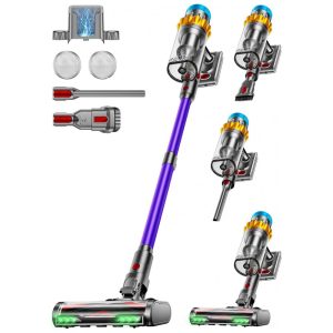 Aspirador de Pó Sem Fio 600W 50KPA 70Min Aspirador Potente para Casa Design Autônomo Tela OLED Anti-Emaranhados Copo 1.8L JRFYHFT