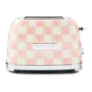 Torradeira 2 fatias MacKenzie-Childs Cherry Check rosa e branca aço inox 850W 110V