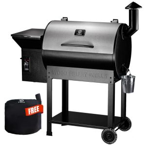 Churrasqueira á Pellet de Madeira 8 em 1 com Controle Automático de Temperatura e Superfície de Cozimento Total 697 cm2 Z Grills Prata