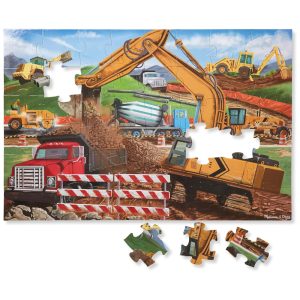 Quebra Cabeça Gigante Tema Canteiro de Obras com 48 Peças para Crianças Acima de 3 Anos Melissa & Doug