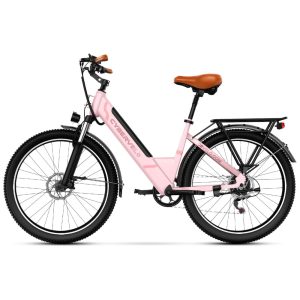 Bicicleta Elétrica Cybervelo EK2 1500W Pico Autonomia 128km Suspensão Completa Freios a Disco Tela LCD 7 Velocidades – Aço Reforçado Rosa