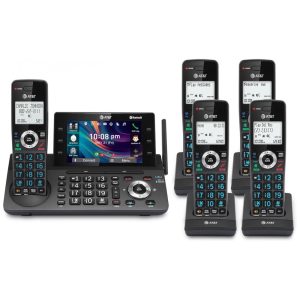 Telefone Sem Fio AT&T DLP73590 Grafite/Preto 5 Handsets DECT 6.0 com Tela Colorida 5" Bloqueador Inteligente Connect to Cell Bluetooth Secretária Digital 40 Minutos Conferência Intercom