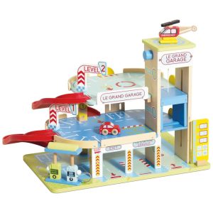 Conjunto de Garagem de Madeira para Brinquedo com Carros Aviões e Motocicletas - Le Toy Van