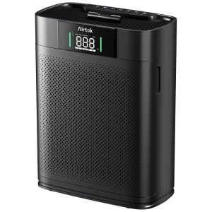 Purificador de Ar para Casa de Grande Ambiente até 1208 m² com Monitor de Qualidade do Ar PM2.5 Modo de Sono HEPA AromaterapiaAirtok