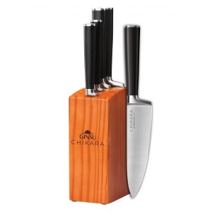 Conjunto de Facas em Aço Inoxidável com Bloco de Bancada 5 Peças GINSU Preto