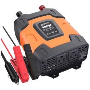 Inversor de Potência 400W DC 12V a AC 2 Tomadas USB 110v AMPEAK IVUFA0100 Laranja