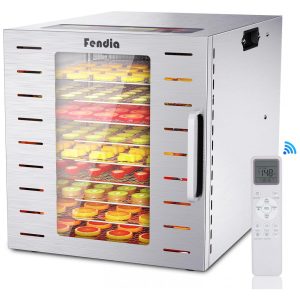Desidratador de Alimentos para Jerky 9 Bandejas de Aço Inoxidável 800W com Controle Remoto Temporizador de 24H e Controle de Temperatura a 90°C fendia