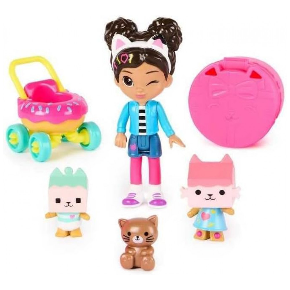 Conjunto de Figuras de Cuidados com os Gatinhos da Casa de Bonecas da Gabby: Gabby, Baby Box, Baby Benny Box,Gabby's Dollhouse