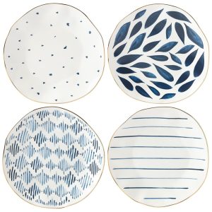 Conjunto de Pratos para Sobremesa com 4 Peças Formato Ondulado Redondo e Material de Porcelana LENOX 890197 Colorido