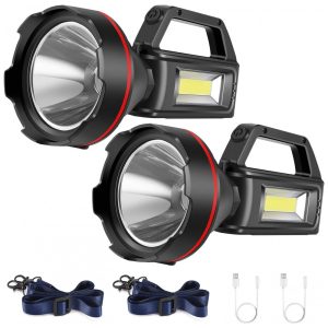 Lanterna LED Recarregável 16 Horas de Ação e Carregamento USB SUNPRO Preta 2 Unidades