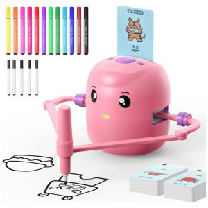 Robô Interativo de Desenho Educacional para Crianças - Brinquedo Montessori com 100 Cartões de Palavras Interação por VozCYJBE