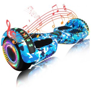 Hoverboard SIMATE Azul Camuflado com Bluetooth Luzes de LED e Controle por App – Crianças e Adultos