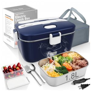 Marmita Elétrica Portátil 18L com Acessórios e 2 Fontes de Alimentação 12V ou 110V 80W COZYEXPERT Azul Royal e Branco