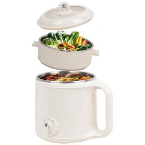 Ksalinameslon Panela Elétrica Multifuncional 20L com Vaporizador em Aço Inoxidável - Portátil e com Dupla Regulagem de Potência