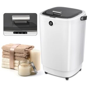 Aquecedor de Toalha Elétrico 28L para 2 Toalhas Grandes com Desligamento Automático e Temporizador Ajustável 110V AZOUTDOOR Branco e Cinza