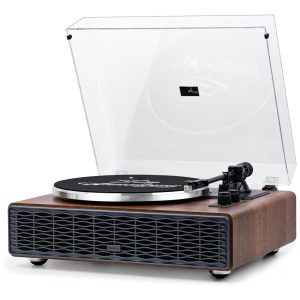 Toca-discos de Vinil Annesburg Bluetooth com Alto-falantes Integrados Alta Fidelidade 33 e 45 RPM Cápsula Magnética AT3600L Design Retro em Madeira
