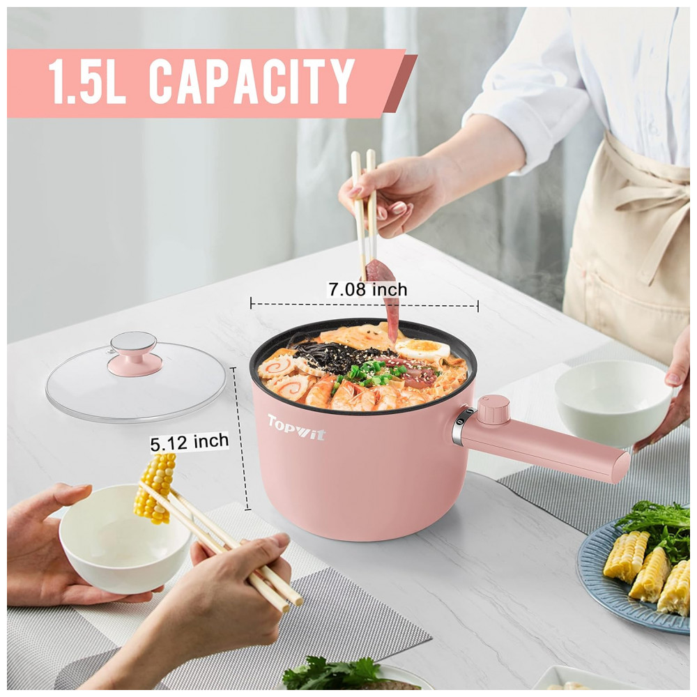TopWit Hot Pot Elétrico 15L Rosa com Controle Duplo de Potência e Revestimento Antiaderente - Imagem 3