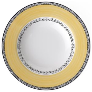Prato para Sopa de 24 cm Elegância e Praticidade em Sua Mesa com Formato Redondo e Material de Porcelana Premium Villeroy Boch Branco Cinza e Amarelo