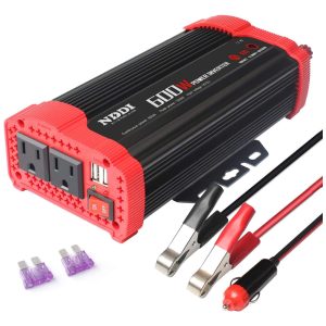 Inversor de Potência 600W 12V Para AC 2 Tomadas USB 110v NDDI Vermelho