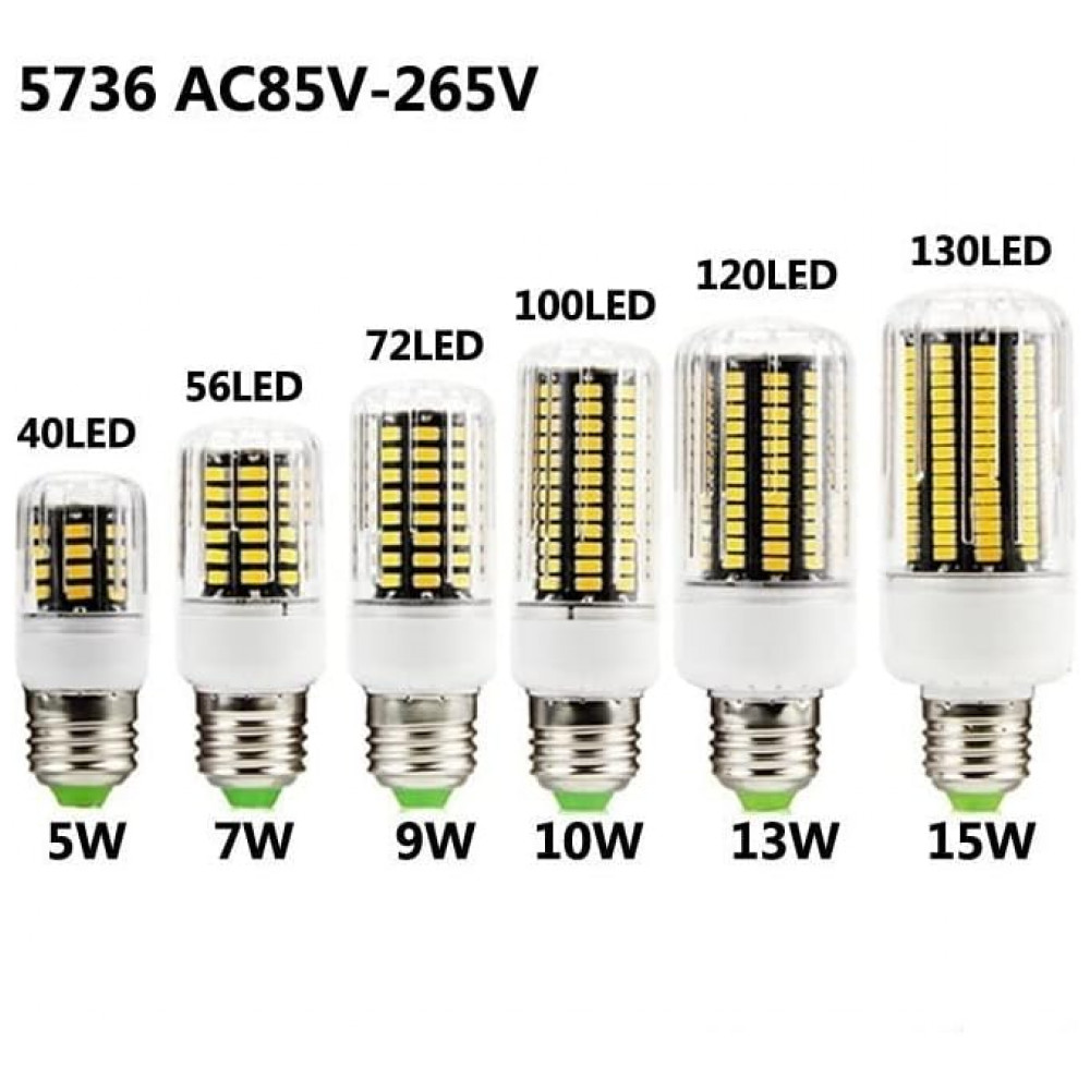YSJX Lâmpadas LED Milho 9W, Pacote com 10 Unidades, Base E27, SMD5736, Voltagem AC85V-265V, Luz Branca para Uso Residencial Interno, Generic - Imagem 3