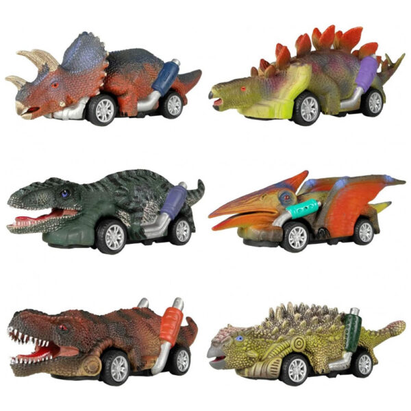 DINOBROS: Conjunto de 6 Carros de Dinossauros de Puxar, Brinquedos Dino para Meninos e Meninas de 3 Anos e Mais Novos, Mini Carros de Puxar, Jogos de