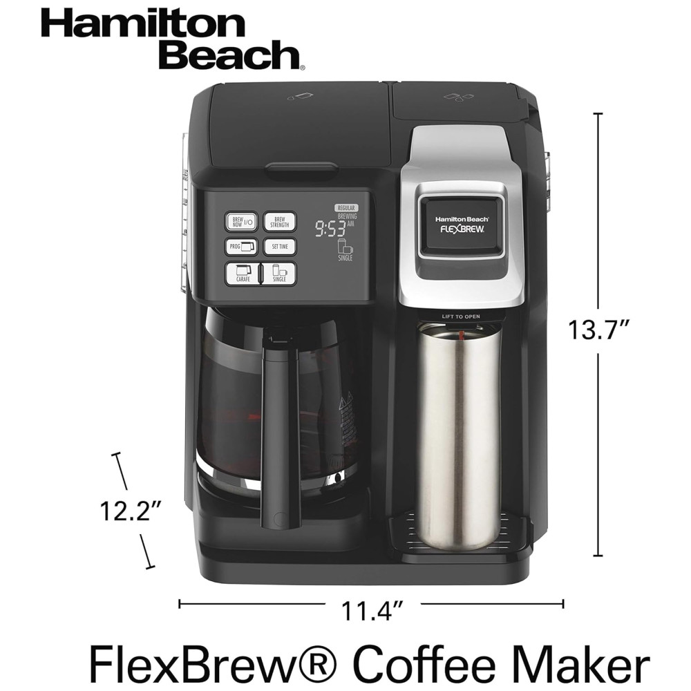 Cafeteira Elétrica Programável FlexBrew Programável Inclui Filtro Permanente 12 Xícaras HAMILTON BEACH 49950C Preto - Imagem 8