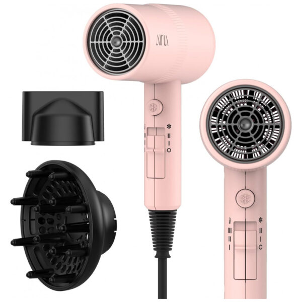 Secador de Cabelo AINA com Difusor, Tecnologia Avançada de Íons, Revestimento de Cerâmica, Jato de Ar Frio e Turbo Calor para Secagem Rápida e Brilho