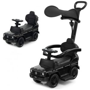 Carrinho de Passeio Infantil 3 em 1 com Alça Buzina e Compartimento de Baixo do Assento para Crianças de 1 a 3 Anos Costzon Mercedes Benz Preto