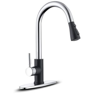 Torneira Cozinha com Pulverizador de Aço Inoxidável Punho Único Um ou Três Furos WEWE Cromada e Preta