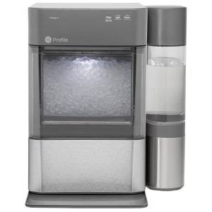 Máquina de gelo 172 kg por Dia com Tanque Lateral de 37L e Conectividade por WiFi 110V 300W GE PROFILE Prata e Cinza