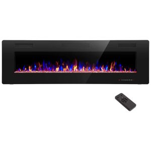 Lareira Elétrica de Embutir A45x172L com Controle Remoto e Temporizador 110V R.W.FLAME Preta