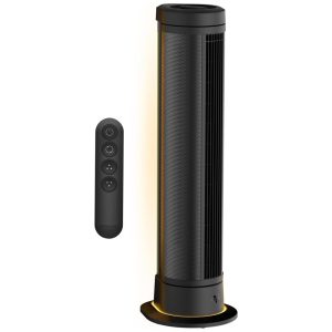 Ventilador de Torre Oscilante com Luz Ambiente Controle Remoto 5 Velocidades Luz LED e Silencioso 110V Vornado ARA Preto