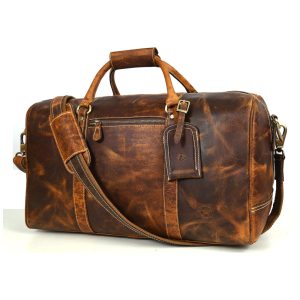Aaron Bolsa de Viagem Masculina Clássica de Couro Marrom