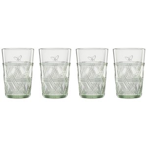 Conjunto de Copos 350mL para Qualquer Ocasião com Tema de Borboletas 4 Peças e Resistente à Quebra LENOX 896074 Verde