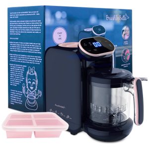 Processador de Alimentos para Bebês 4 em 1 Aquece Tritura e Cozinha a Vapor 110V BrushinBella Azul