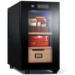 Umidor para Charutos Elétrico 23L com Controle de Temperatura Higrômetro Digital e Feito em Madeira de Cedro Espanhol 110V NEEDONE NO-23B Preto