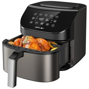 Fritadeira Elétrica Air Fryer 6 Litros 10 em 1 com Tela Digital e Cesta Antiaderente 110V 1600W Preta
