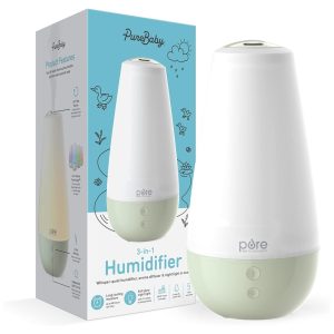 Umidificador 3 em 1 Silencioso 2 Liros com Luz Noturna Difusor de Óleo Essencial Pure Enrichment Branco e Verde