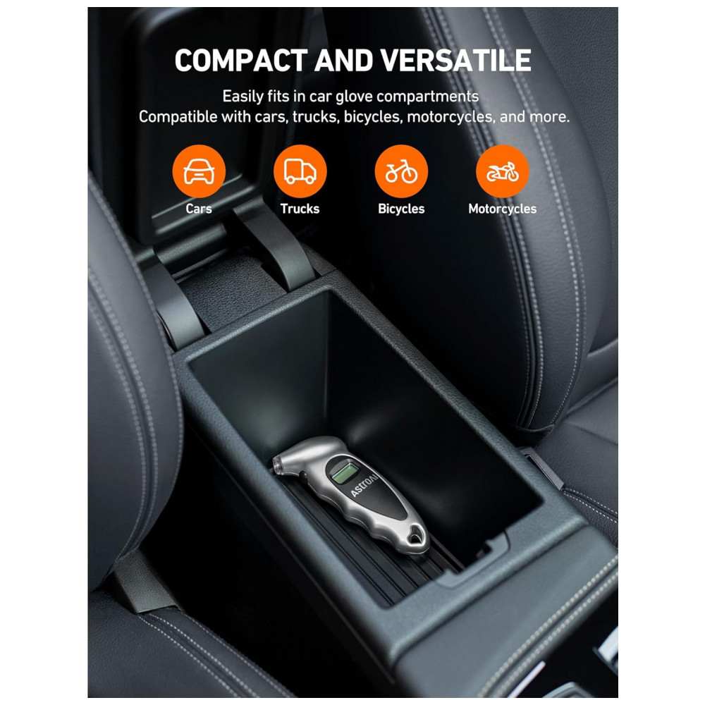 Manômetro Digital AstroAI para Pressão de Pneus de 0150 PSI Preciso em Incrementos de 0,1, Conjunto de 3 Unidades para Carros, Caminhões e Bicicletas - Imagem 5