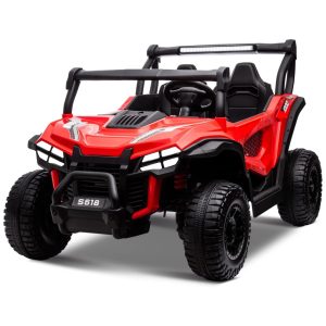 Carro Elétrico Infantil com Controle Remoto 2 Cintos de Segurança Assento Espaçoso de 63 cm e Luz LED 24V OTTARO Vermelho